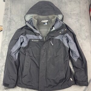 Columbia Mens Interchange Jacket Water Proof Fleece Black Grey 2 in 1 Small